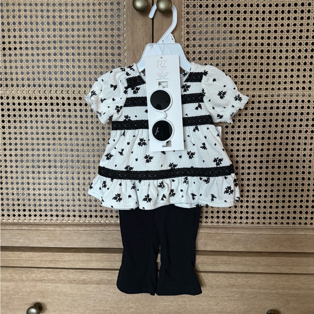 Rachel Zoe Black and White Floral Baby Outfit